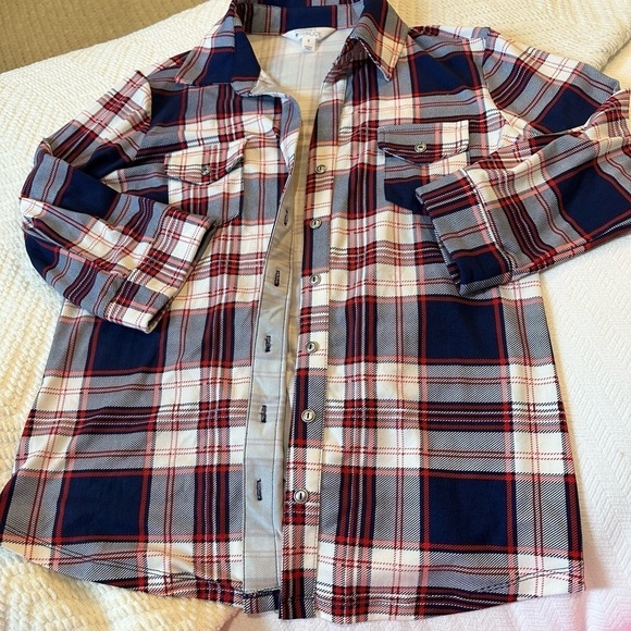 Market & Spruce Tops - Market & Spruce Navy Red and White Plaid Button Down Shirt Size M with Stretch